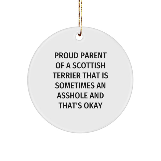 Gifts from Men, Women, Friends, or Family to Proud Scottish Terrier Dog Owners - Cute Circle Ornament, Funny Quote, Christmas Unique Gifts - Image 1