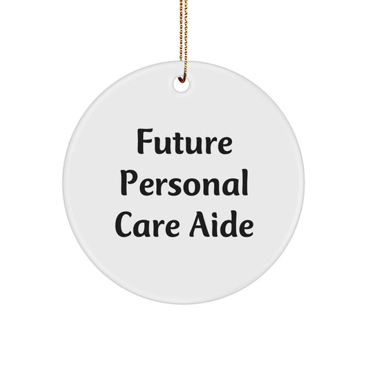 Funny Future Personal Care Aide Gifts from Men, Women, Coworkers, and Family - Christmas Circle Ornament with Inspirational Quote - Image 1