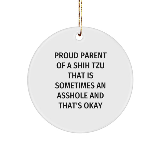 Christmas Gift for Her Shih Tzu Circle Ornament Present - Image 1