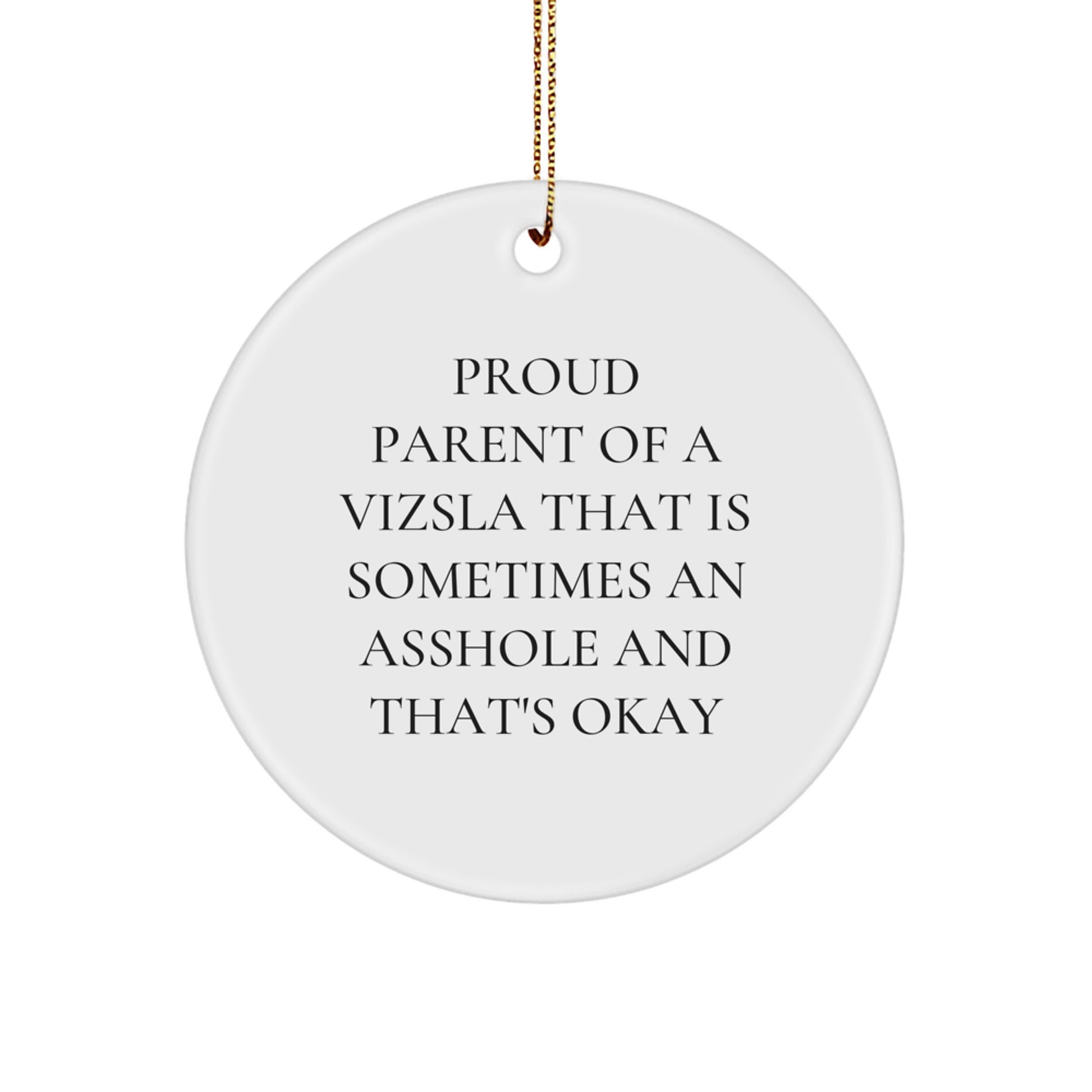 Vizsla Dog Lover Gifts from Friends, Funny Circle Ornament for Christmas Unique Gifts for Vizsla Dog Owners, Proud Parent Quote - Image 1