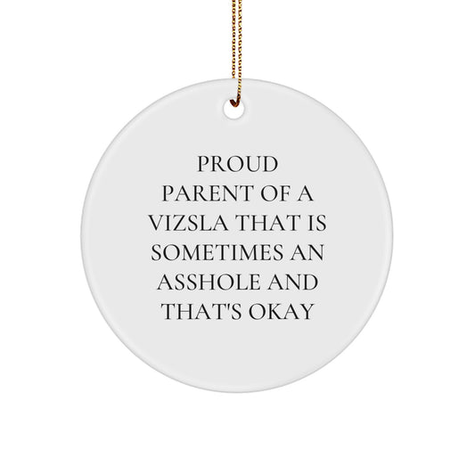 Vizsla Dog Lover Gifts from Friends, Funny Circle Ornament for Christmas Unique Gifts for Vizsla Dog Owners, Proud Parent Quote - Image 1