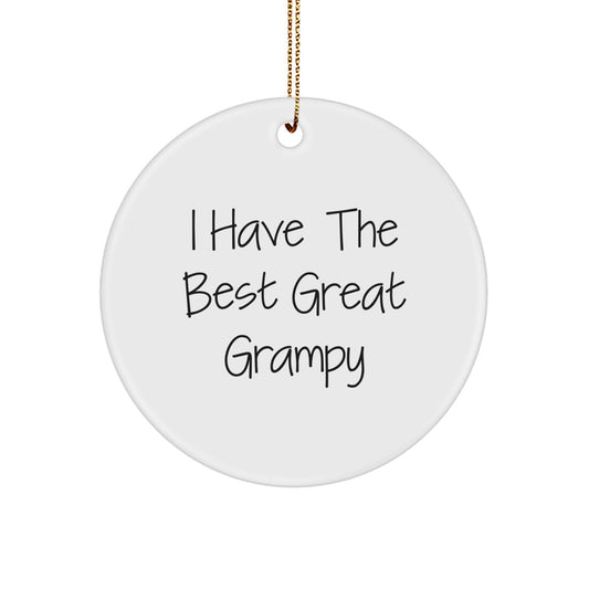 Funny Grampy, Great Great Grandfather, Christmas Circle Ornament Gifts from Friends, Family, and Kids - I Have The Best Grampy - Image 1