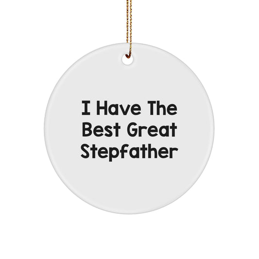 Funny Christmas Unique Gifts from Stepfather to Son - I Have The Best Great Stepfather Circle Ornament - Image 1