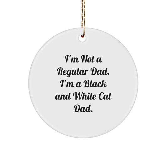 Funny Black and White Cat Circle Ornament Gifts from Dad to Black and White Cat Lover at Christmas Time - Image 1
