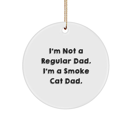 Funny Smoke Cat Circle Ornament, Gifts from Dad, Christmas Unique Ornaments for Smoke Cat Enthusiasts, Circle Shaped White MDF with Sublimation Printing - Image 1