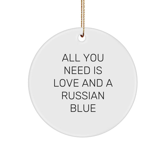 Russian Blue Cat Circle Ornament Gifts for Russian Blue Cat Lovers, Funny Inspirational Quotes, Christmas Unique Gifts from Friends and Family - Image 1