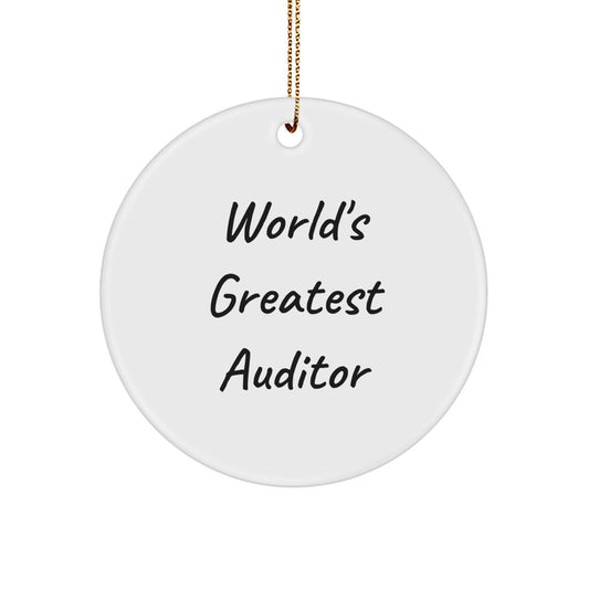 Funny World's Greatest Auditor Gifts for Friends, Family, Christmas Unique Presents for Auditor Enthusiasts, Circle Ornament - Image 1