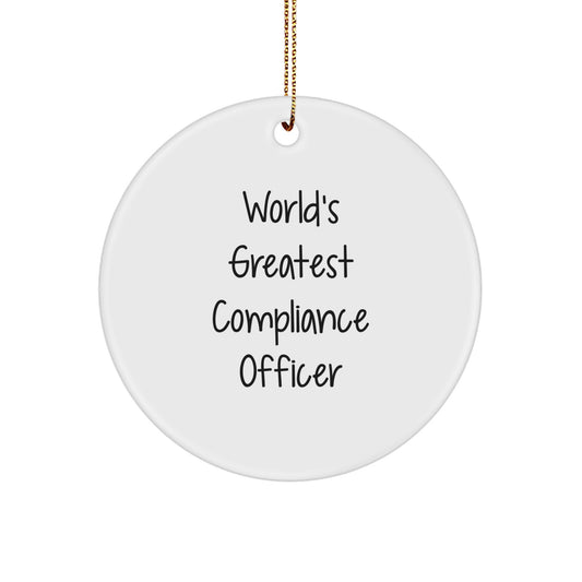 Funny Compliance Officer Gifts from Friends for Men - World's Greatest Compliance Officer Christmas Unique Ornament - Image 1