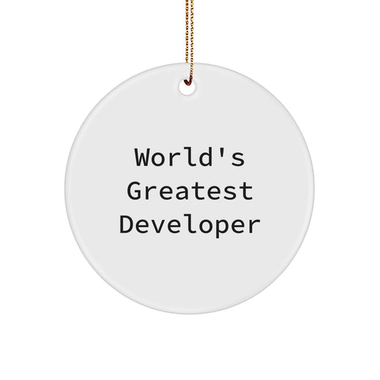 Funny Developer Gifts from Friends for the World's Greatest Developer Circle Ornament, Christmas Unique Decorations for Men, Women, Coworkers, Family - Image 1