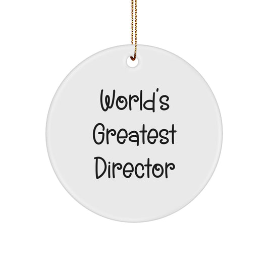 Funny Director Gifts from Friends, Circle Ornament for World's Greatest Director, Christmas Unique Gifts with Gold Cord - Image 1