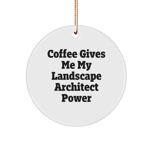 Funny Landscape Architect Gifts from Friends, 'Coffee Gives Me My Landscape Architect Power' Circle Ornament for Christmas Unique Gifts for Landscape Architects - Image 1