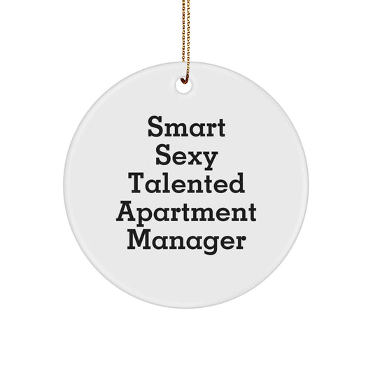 Smart Sexy Talented Apartment Manager Christmas Circle Ornament, Gifts from Friends and Family, 'A Master of Efficiency' - Image 1