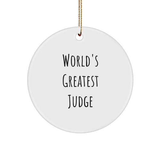 Funny Judge Gifts from Men for Best Judge, World's Greatest Judge Circle Ornament, Christmas Unique - Image 1