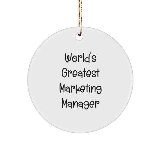 Funny Marketing Manager Gifts from Friends - 'World's Greatest' Circle Ornament for Christmas Unique Gifts for Marketing Manager Men - Image 1