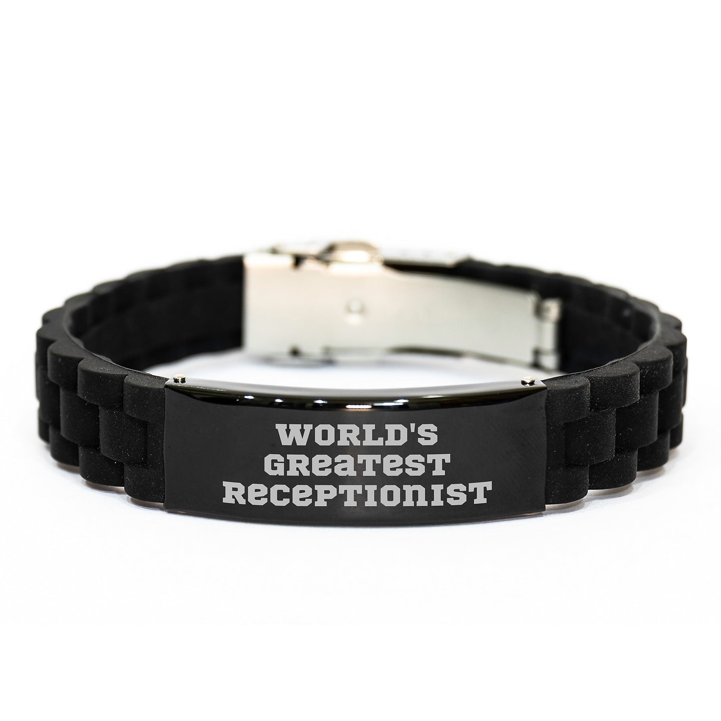 Funny Graduation Unique Gifts for Receptionist Friends from Coworkers, World's Greatest Receptionist Glide lock Clasp Bracelet - Image 1