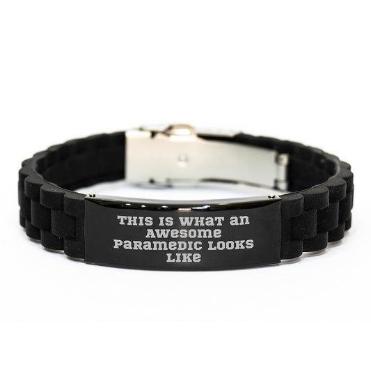 Funny Rescue Worker Gifts for Him from Friends - This Is What An Awesome Rescue Worker Looks Like Glide lock Clasp Bracelet for Graduation - Image 1