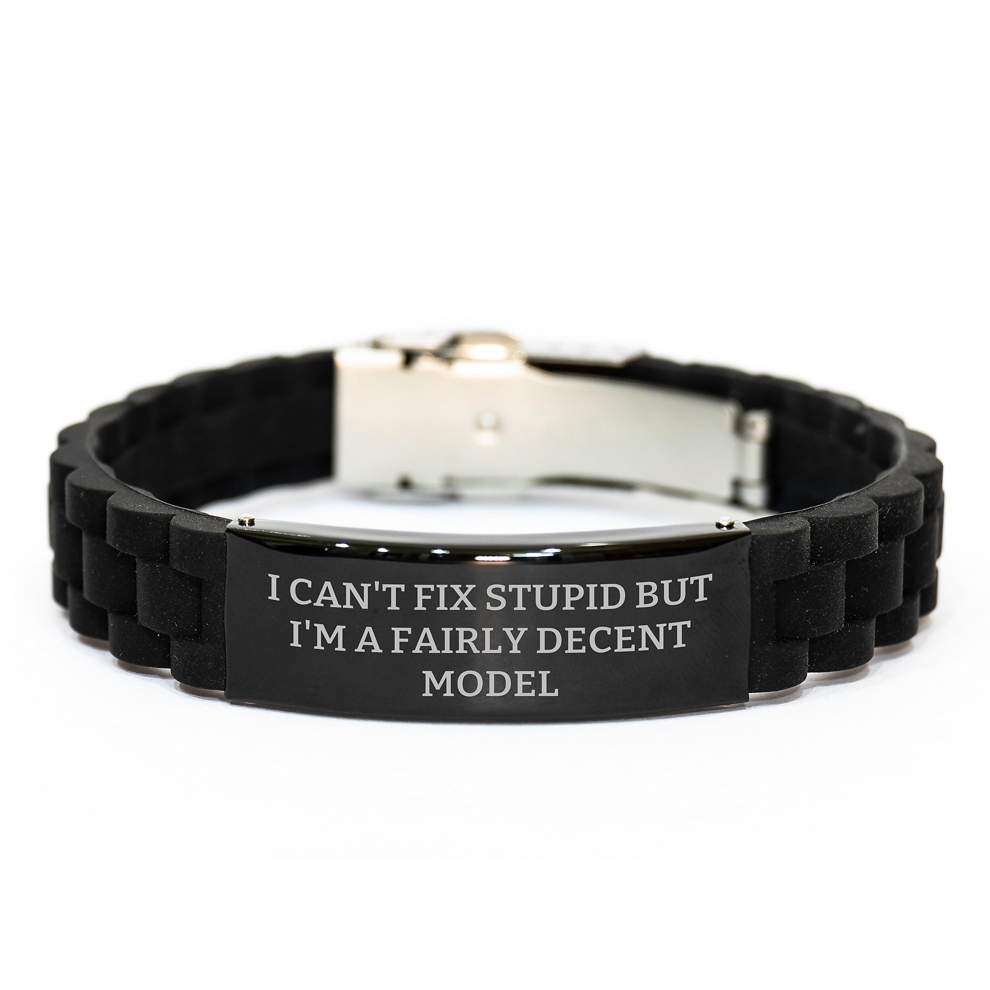 Funny Model Gifts for Men, Women, Friends - I Can't Fix Stupid But I'm A Fairly Decent Model Glide lock Clasp Bracelet, Christmas Unique - Image 1