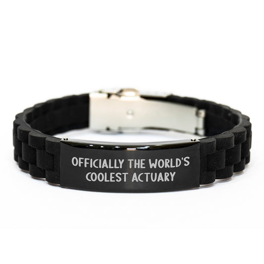 Actuary Gifts for Men, 'Officially The World's Coolest Actuary', Graduation Unique Gifts from Family, Glide lock Clasp Bracelet for Men - Image 1