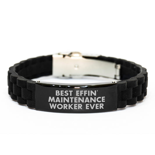 Funny Maintenance Worker Gifts for Him - Best Effin' Maintenance Worker Ever Glide lock Clasp Bracelet, Christmas Unique Gifts from Friends, Coworkers, Family - Image 1