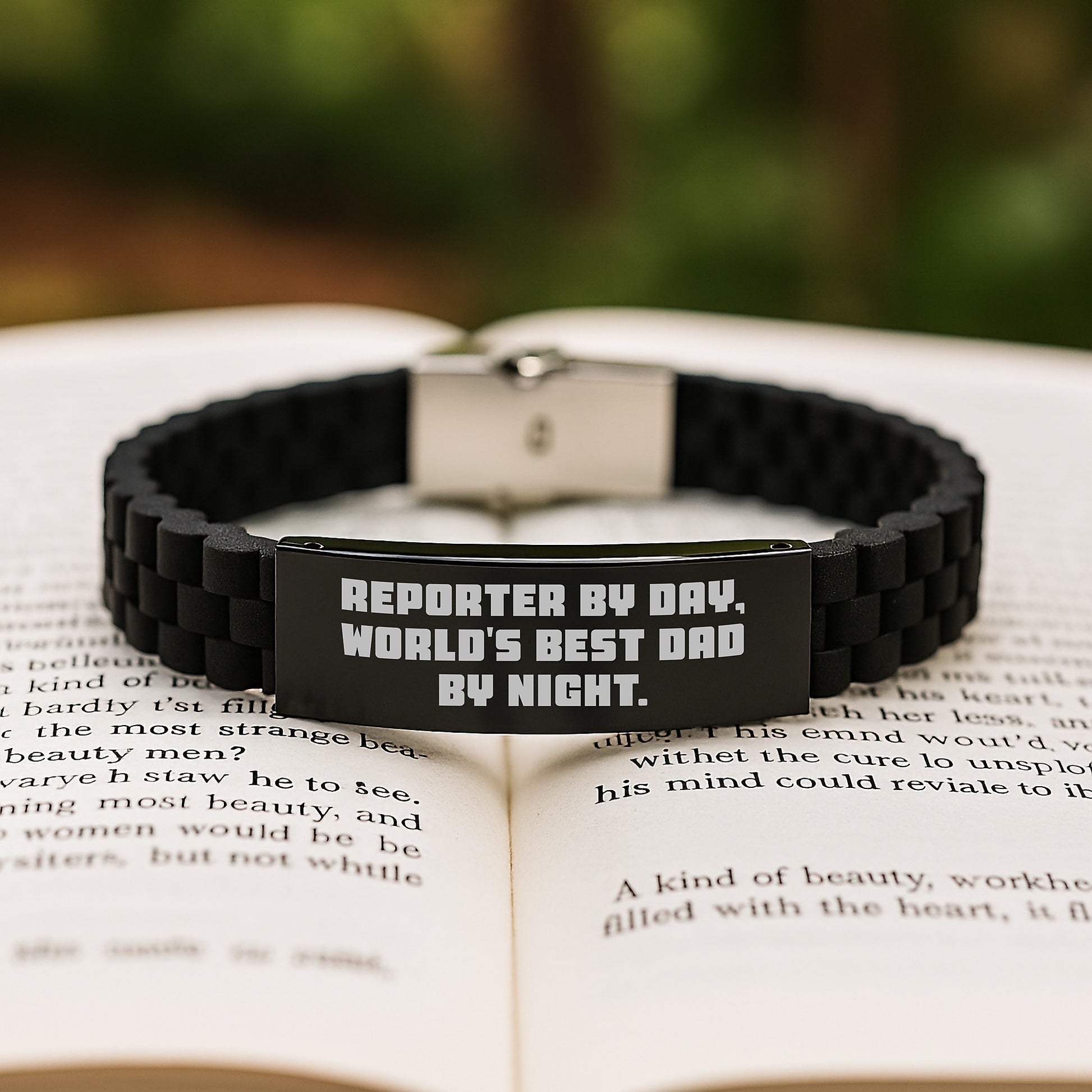 Funny Reporter Gifts from Men, Unique Reporter by Day World's Best Dad by Night Glide lock Clasp Bracelet for Men, Christmas Unique Gifts for Reporter - Image 2