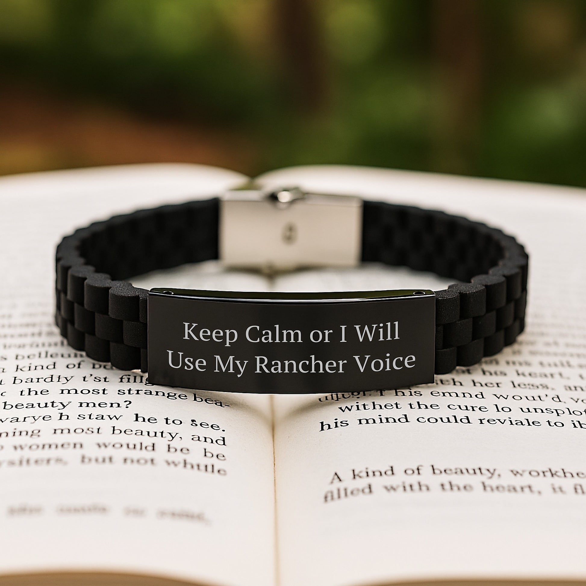 Funny Rancher Gifts from Friends for Men - Glide lock Clasp Bracelet - Keep Calm Or I Will Use My Rancher Voice, Christmas Unique Presents - Image 2