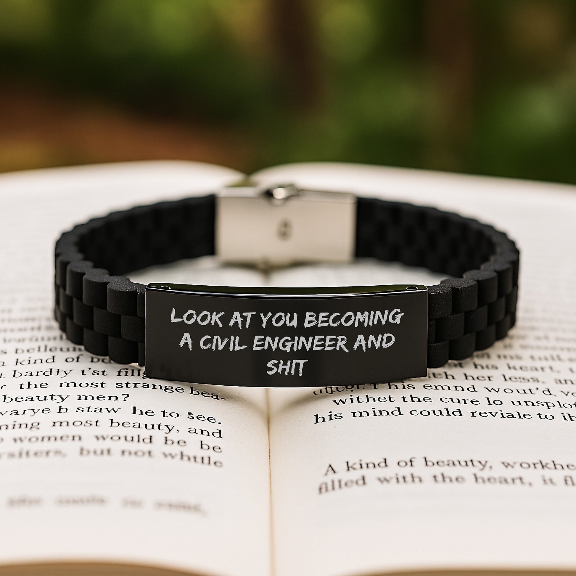Civil Engineer Gifts from Friends - 'Look At You Becoming A Civil Engineer And Shit' Glide lock Clasp Bracelet for Men, Women, and Family - Graduation Unique Gifts - Image 2