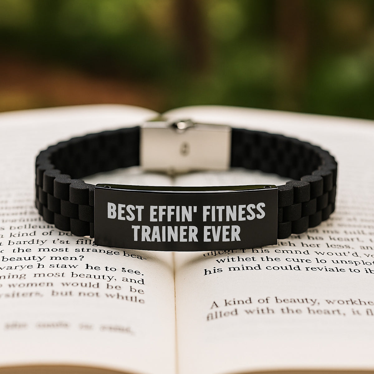 Funny Fitness Trainer Gift for Men, Glide lock Clasp Bracelet - Best Effin' Fitness Trainer Ever - Image 2