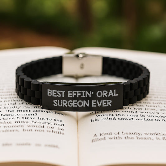 Funny Oral Surgeon Gifts for Men from Friends - Best Effin' Oral Surgeon Ever Glide lock Clasp Bracelet for Graduation - Image 2