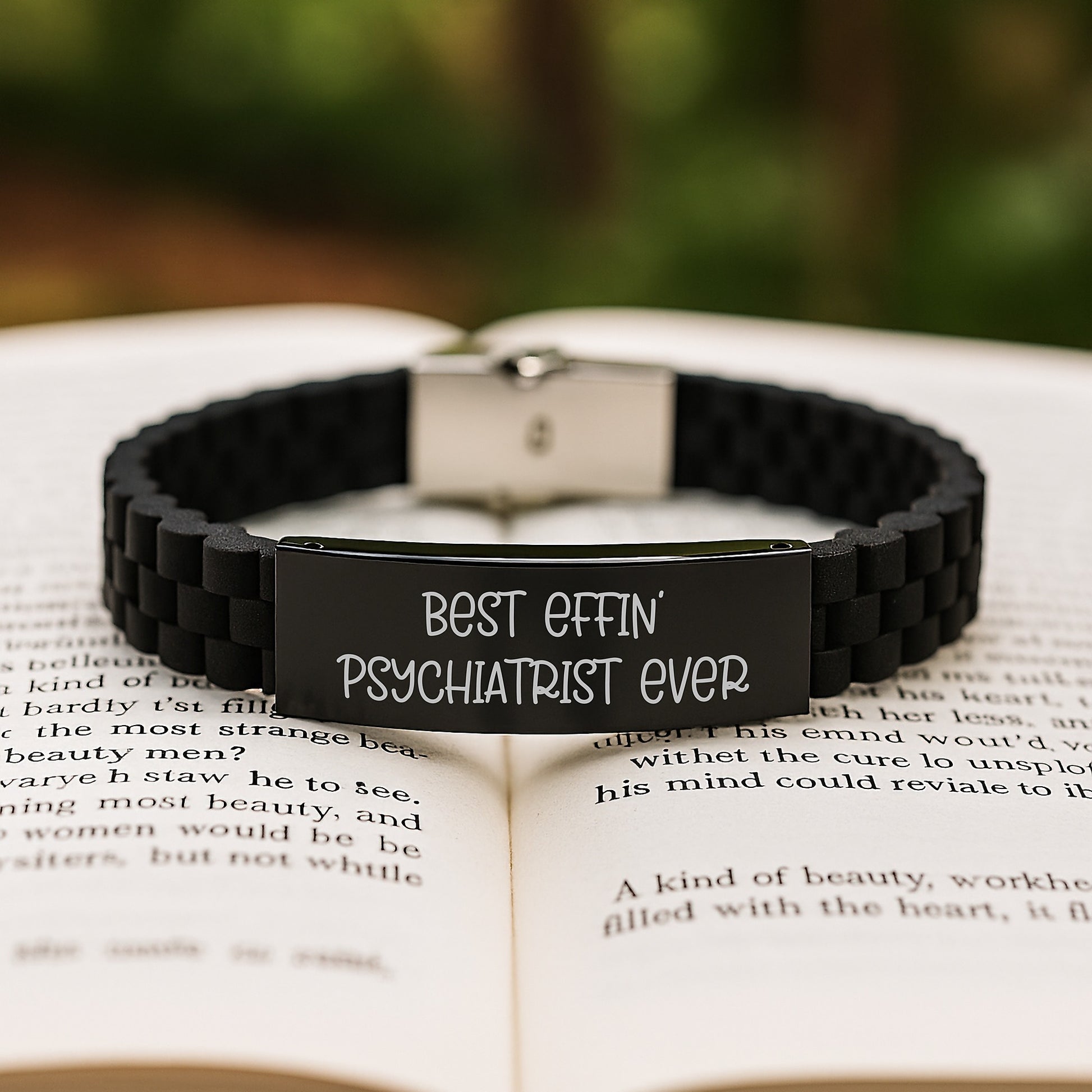 Funny Quote Psychiatrist Gifts - Best Effin' Psychiatrist Ever Glide lock Clasp Bracelet, Graduation Unique Gifts from Friends to Psychiatrist - Image 2