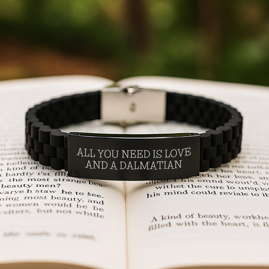 Dalmatian Dog Lovers Gift, All You Need Is Love And A Dalmatian Quote Glide lock Clasp Bracelet for Friends, Family, or Coworkers on Birthday - Gifts from Women to Men - Image 2