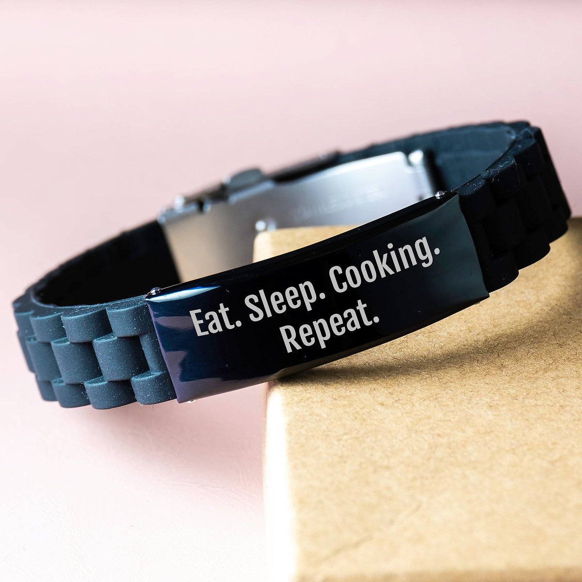 Funny Cooking Gifts for Her from 'Eat. Sleep. Cooking. Repeat.' Glide lock Clasp Bracelet - Unique Christmas Unique Gifts for Female Friends and Family - Image 3