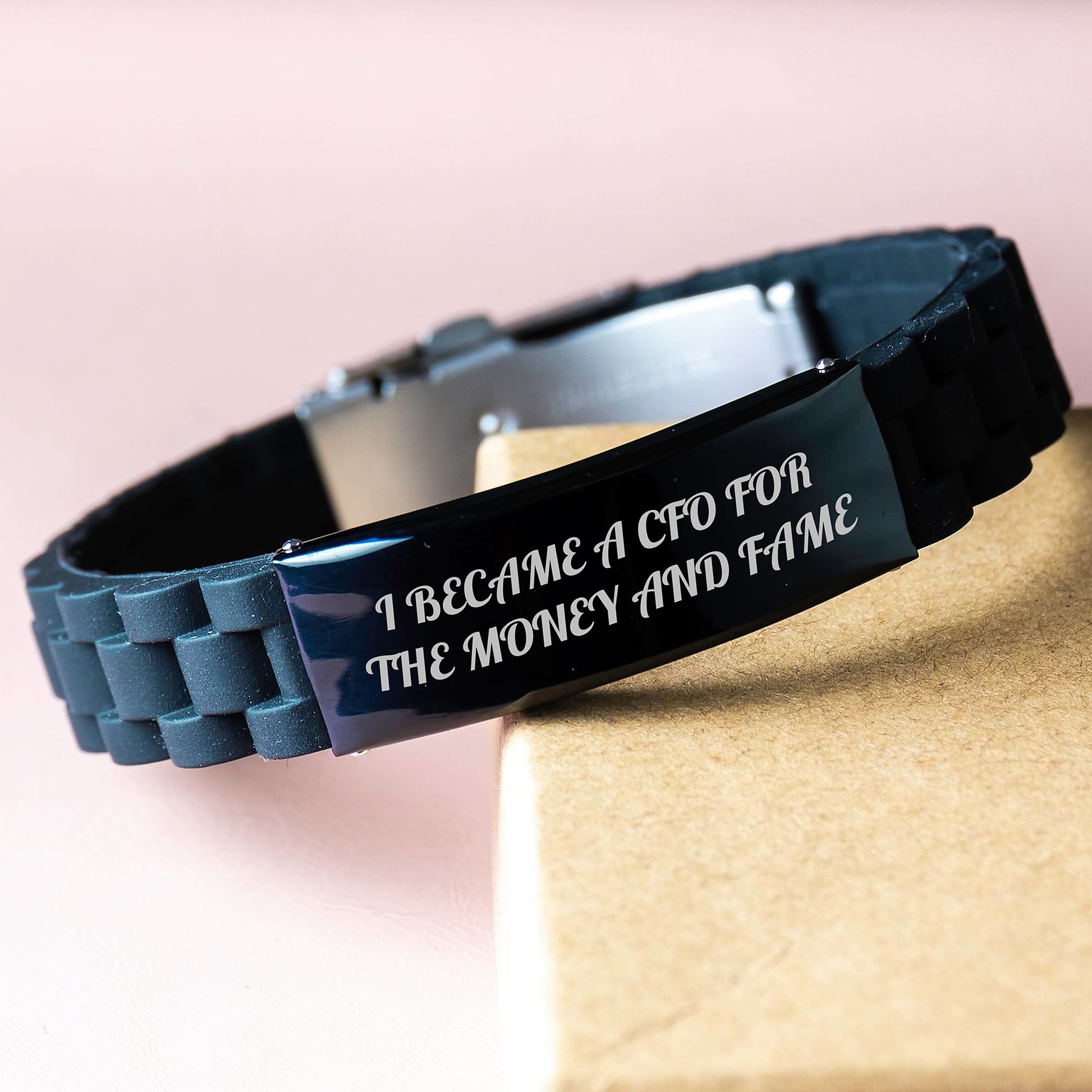 CFO Christmas Unique Gifts from Friends - 'I Became A CFO For The Money And Fame' Funny Quote Glide lock Clasp Bracelet for Men Women Family Coworkers - Image 3