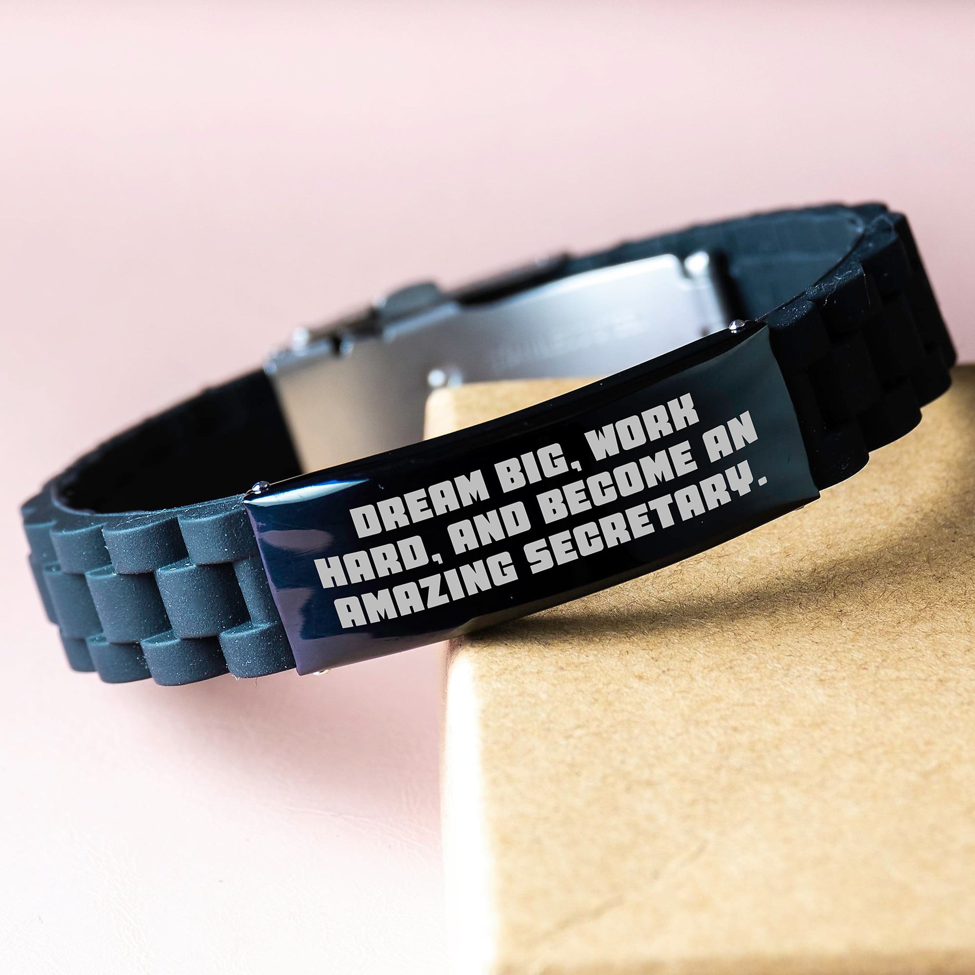 Funny Gift for Secretary, Glide lock Clasp Bracelet Quotes, Dream Big, Work Hard, And Become An Amazing Secretary, Christmas Unique Gifts from Family - Image 3