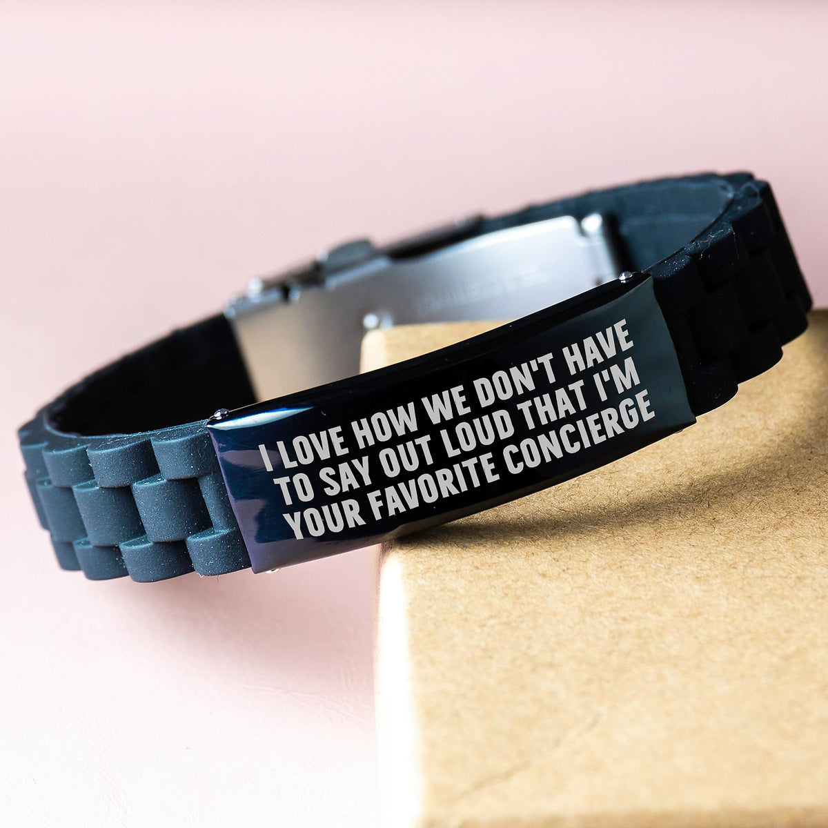 Funny Concierge Gifts for Men Women Friends Family - Glide lock Clasp Bracelet, Gifts from Concierge, Christmas Unique Gifts, I Love How We Don't Have To Say Out Loud That I'm Your Favorite Concierge - Image 3