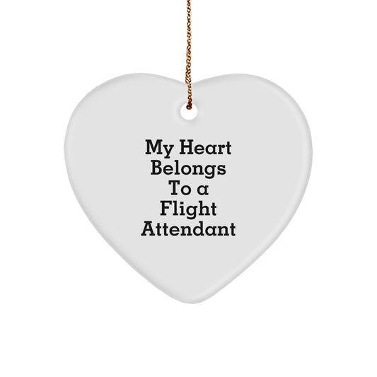 Funny Flight Attendant Gifts from Men, Heart Ornament with Heart Belongs, Perfect Christmas Unique Gifts for Flight Attendant Friends - Image 1