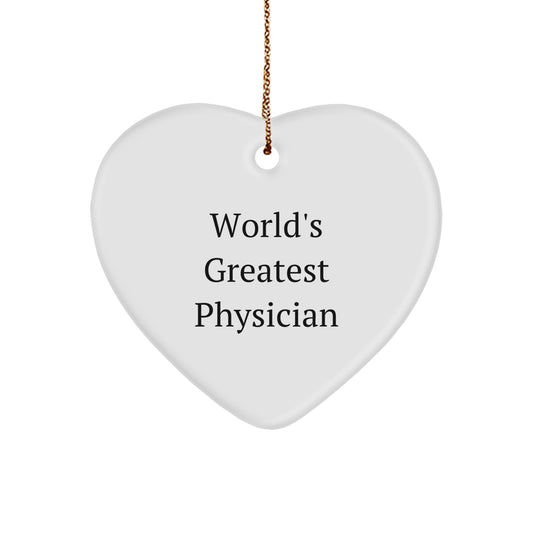 Funny Physician Gifts, World's Greatest Heart Ornament, Cute Christmas Decorations for Physician Friends and Family - Image 1