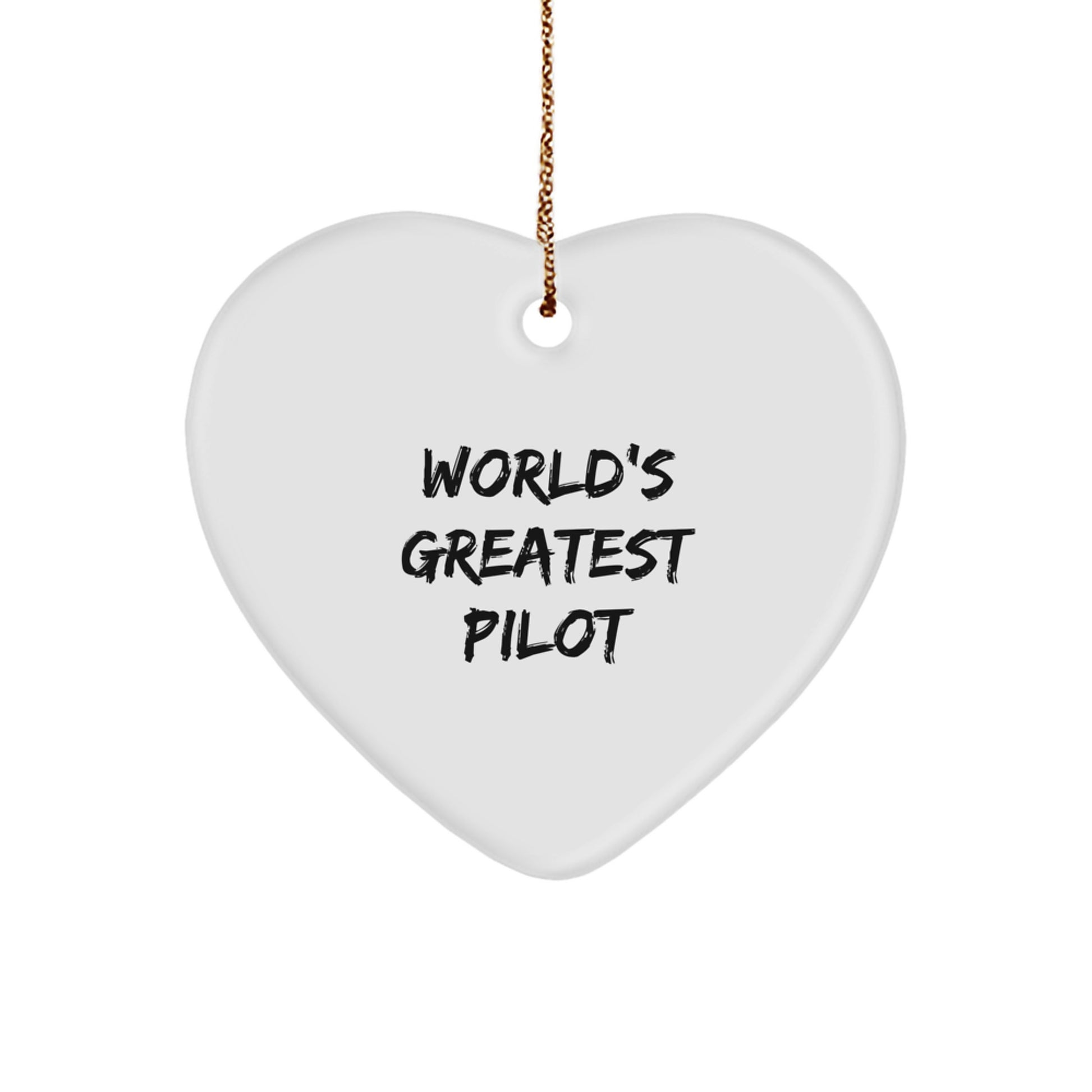 Gifts from Pilot Friends Unique Christmas Pilots Gifts World's Greatest Pilot Heart Ornament, Pilot Christmas Decorations for Men, Funny Pilot Heart Shaped Ornament, Gifts for Pilot Family - Image 1