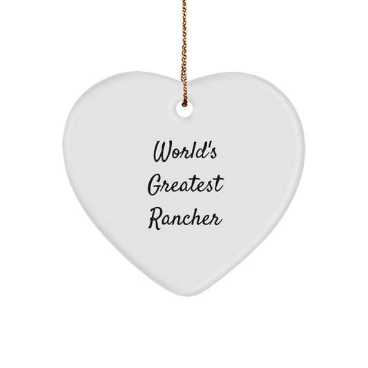 World's Greatest Rancher Heart Ornament Gifts from Family to Rancher for Christmas Unique - Image 1