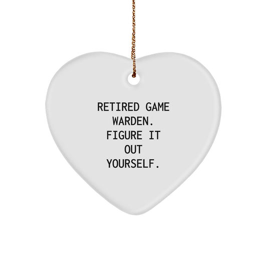 Funny Game Warden Gifts from Friends for Men Heart Ornament - Retired Game Warden Figure It Out Yourself Christmas Unique Gifts - Image 1