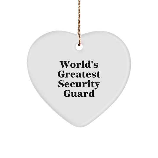 Funny World's Greatest Security Guard Heart Ornament, Gifts for Security Guards, Christmas Unique Gifts from Family - Image 1