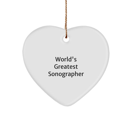 Funny Sonographer Heart Ornament Gifts for the World's Greatest Sonographer from Family, Friends or Coworkers - Christmas Unique - Image 1