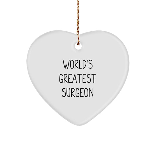 Funny Surgeon Gifts from Men to Women Friends, Heart Ornament for Surgeon, World's Greatest Surgeon Christmas Unique Gift - Image 1