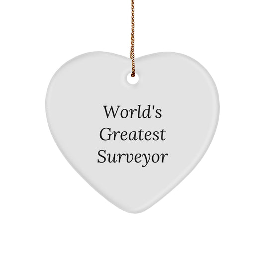 Funny Surveyor Gifts for Men, World's Greatest Surveyor Heart Ornament, Christmas Unique Gifts from Family and Friends - Image 1