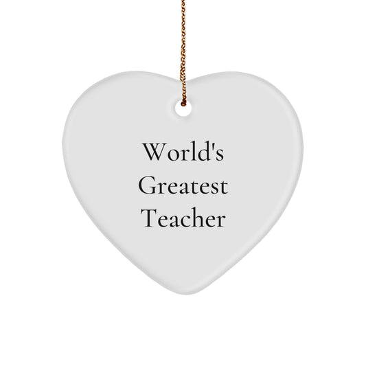 Funny Teacher Gifts from Family, Unique Heart Ornament for World's Greatest Teacher, Christmas Unique Gifts - Image 1