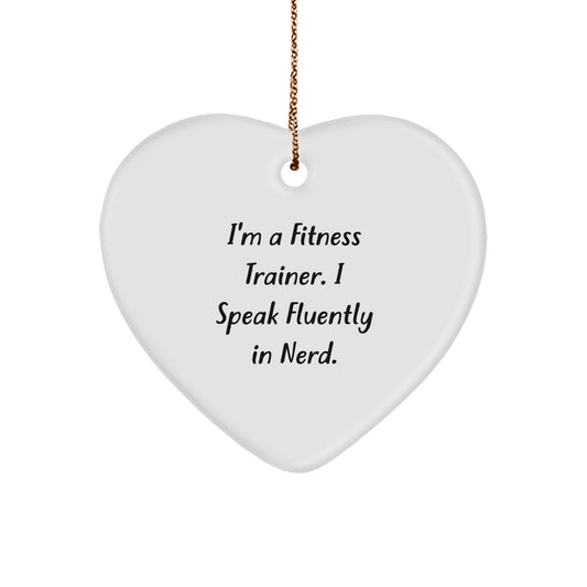 Funny Fitness Trainer Gifts for Men, Heart Ornament with I Speak Fluently In genius Quote, Unique Christmas Unique Gifts from Friends - Image 1