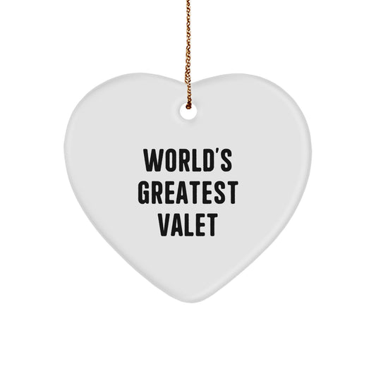 Funny, World's Greatest Valet Gifts from Men to Valet, Heart Ornament for Christmas Unique Gifts - Image 1