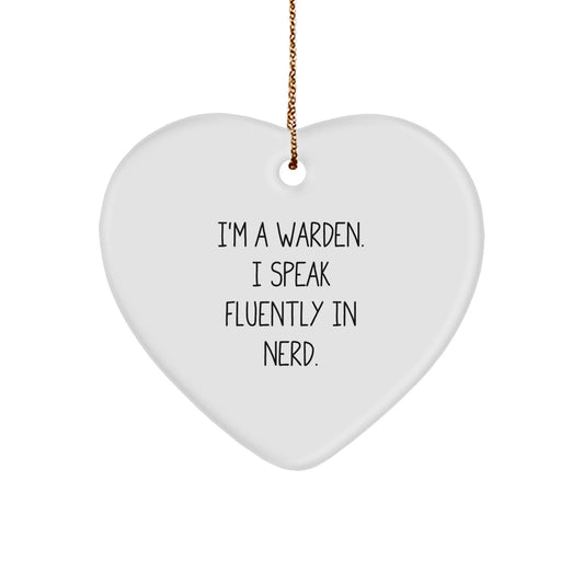 Funny Warden Gifts from Friends or Family, Unique Heart Ornament for Christmas - Image 1