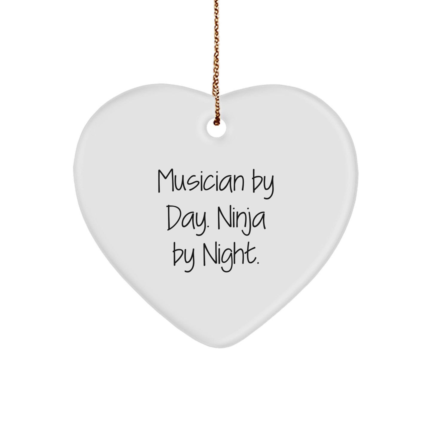 Funny Christmas Musician Heart Ornament Gifts from Friends for Musician By Day Ninja By Night - Image 1