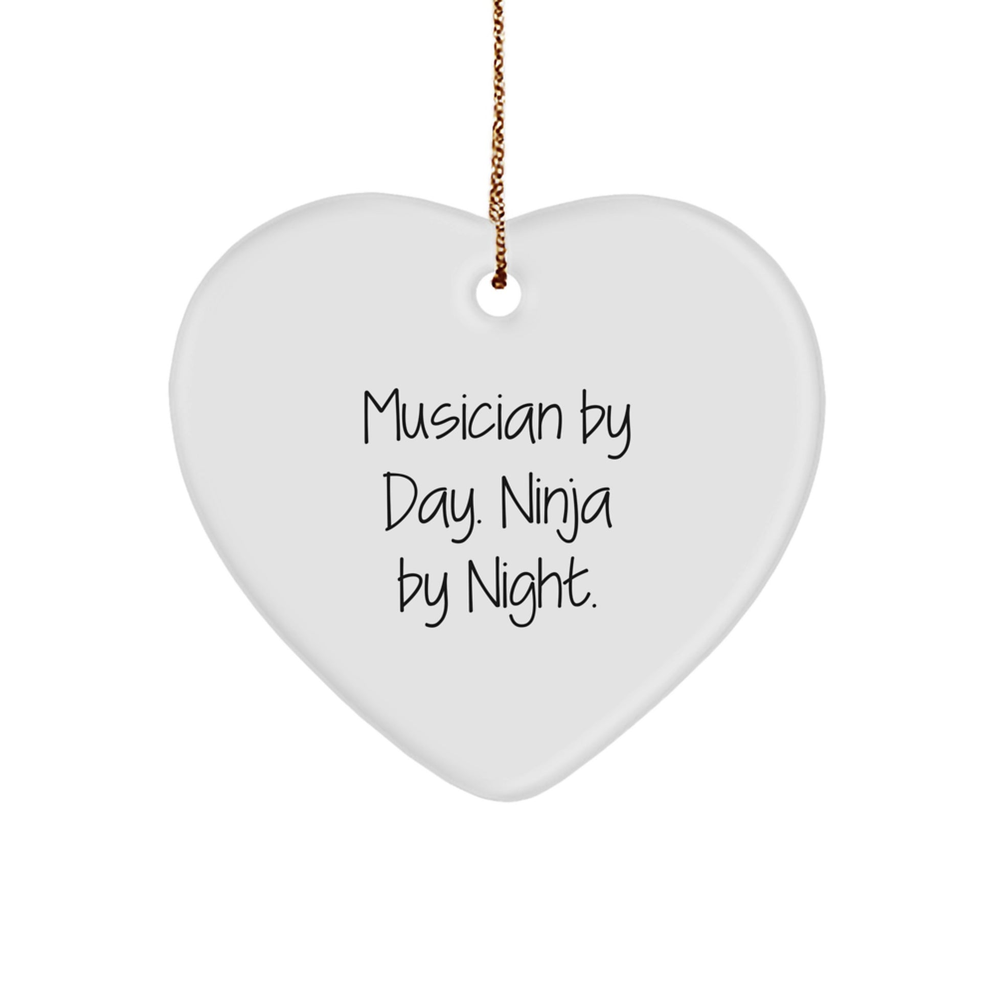 Funny Christmas Musician Heart Ornament Gifts from Friends for Musician By Day Ninja By Night - Image 1