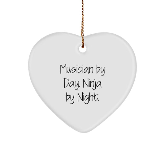 Funny Christmas Musician Heart Ornament Gifts from Friends for Musician By Day Ninja By Night - Image 1